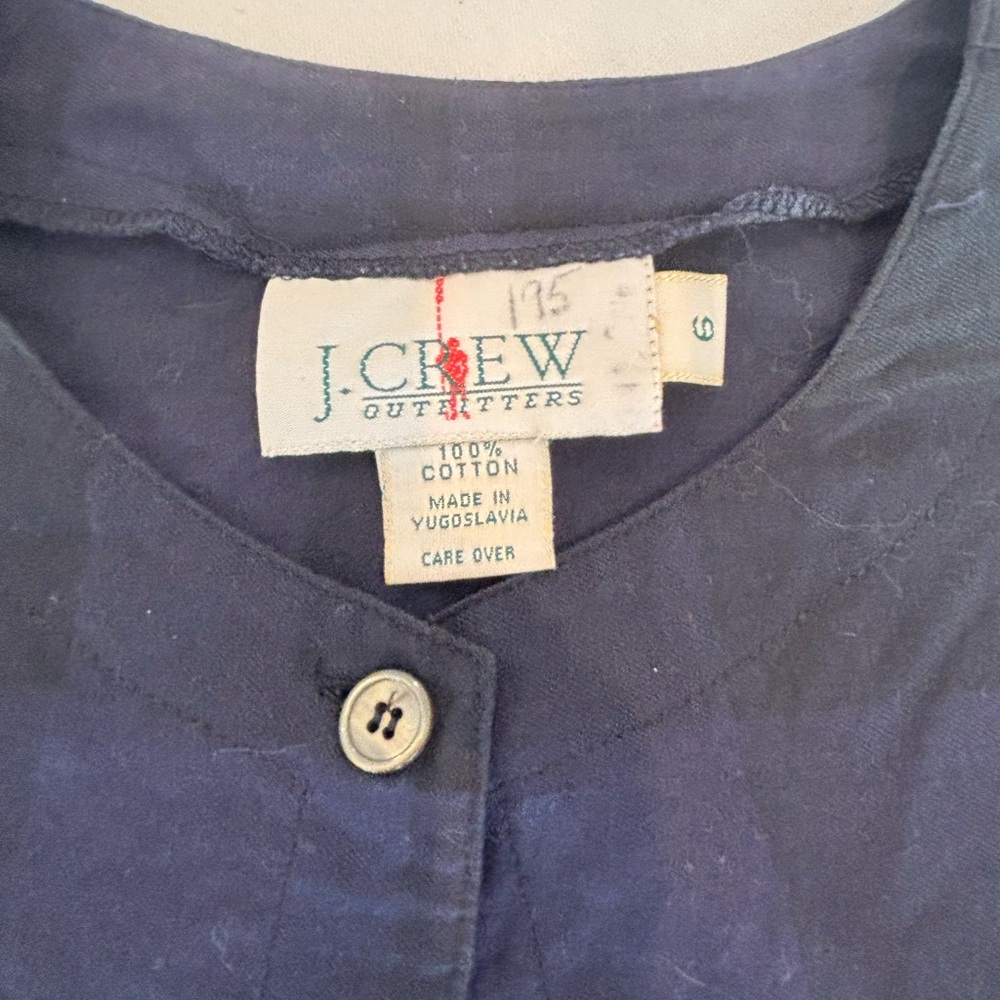 Vintage J.Crew Collarless Button Up Shirt with Matching Skirt - Picture 2 of 4